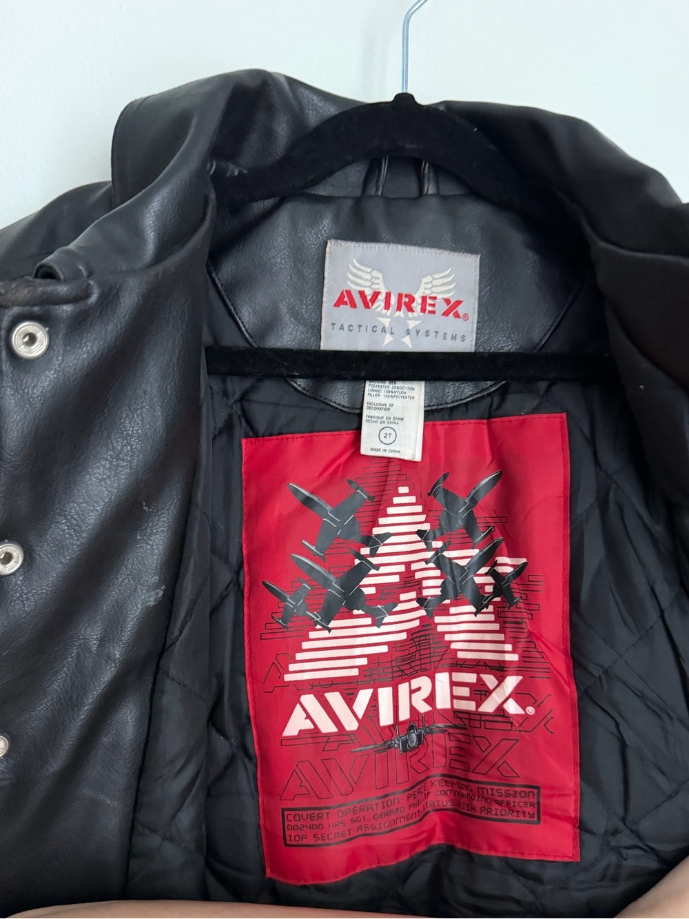 Vintage AVIREX Kids Leather Aviator Bomber Jacket Size 2T - Picture 3 of 3